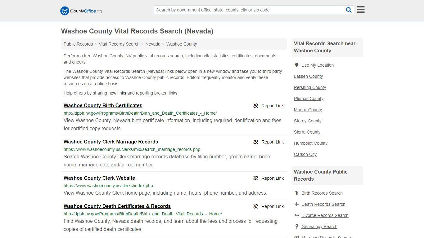 Vital Records Search - Washoe County, NV (Birth, Death ...